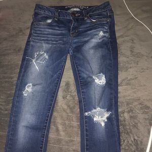 distressed dark wash jeans